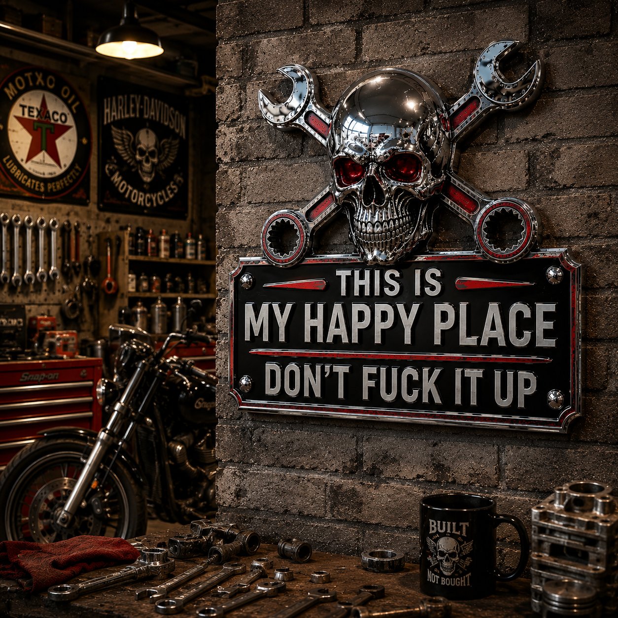 🔥Vaderdag: 49% korting 💀“This Is My Happy Place” - muurbord voor in de garage