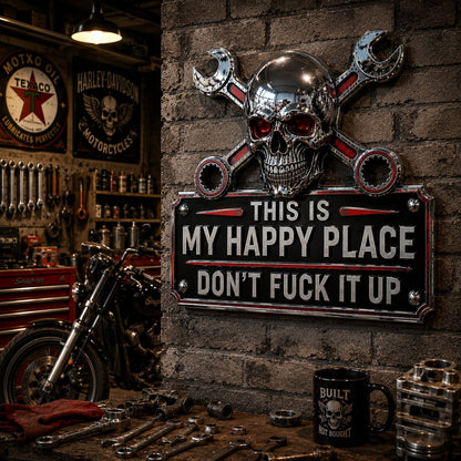 🔥Vaderdag: 49% korting 💀“This Is My Happy Place” - muurbord voor in de garage