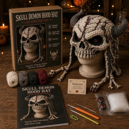 🎭🎃 DIY-haakpakket voor een Halloween-monsterkap | Hoogwaardig, zacht garen met stapsgewijze handleiding voor het zelf maken van een handgemaakte, draagbare karakterkap 🧶✨