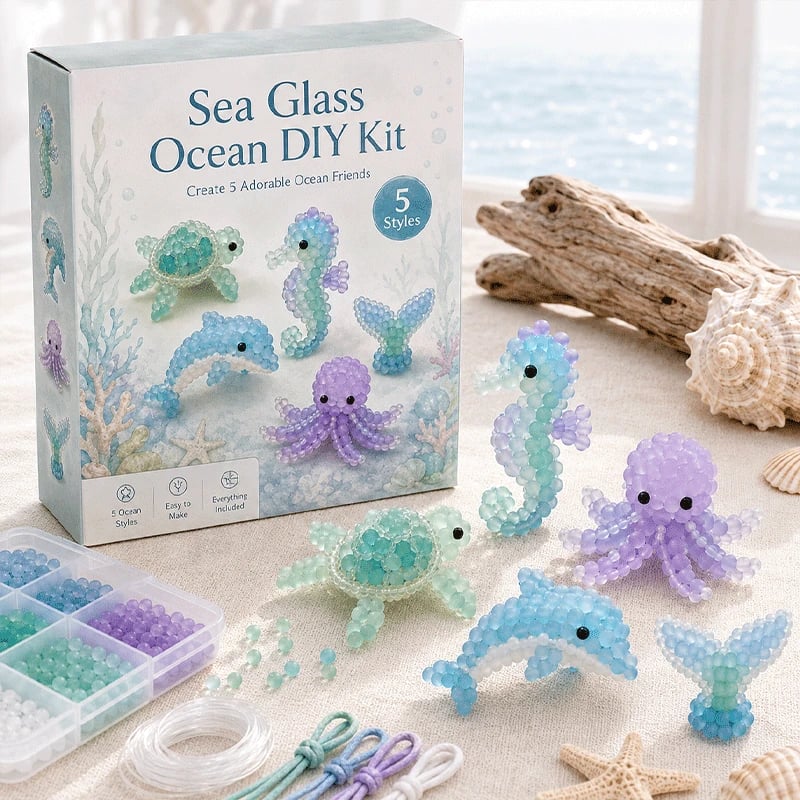 🐳 DIY-set voor het maken van kralen in de stijl van berijpt zeeglas