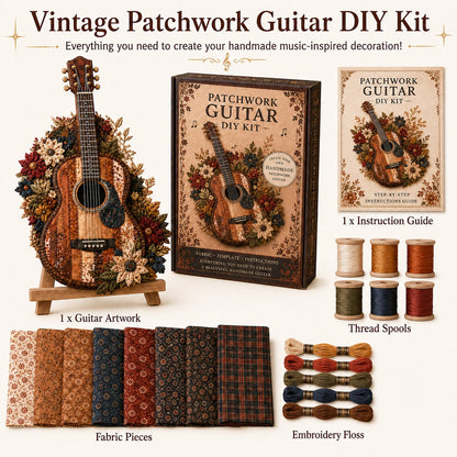 🎶🧵 Premium vintage patchwork-bouwpakket voor muziekinstrumenten | Hoogwaardige gelaagde stof met gestikte details – DIY handgemaakte decoratie voor de muziekkamer ✨