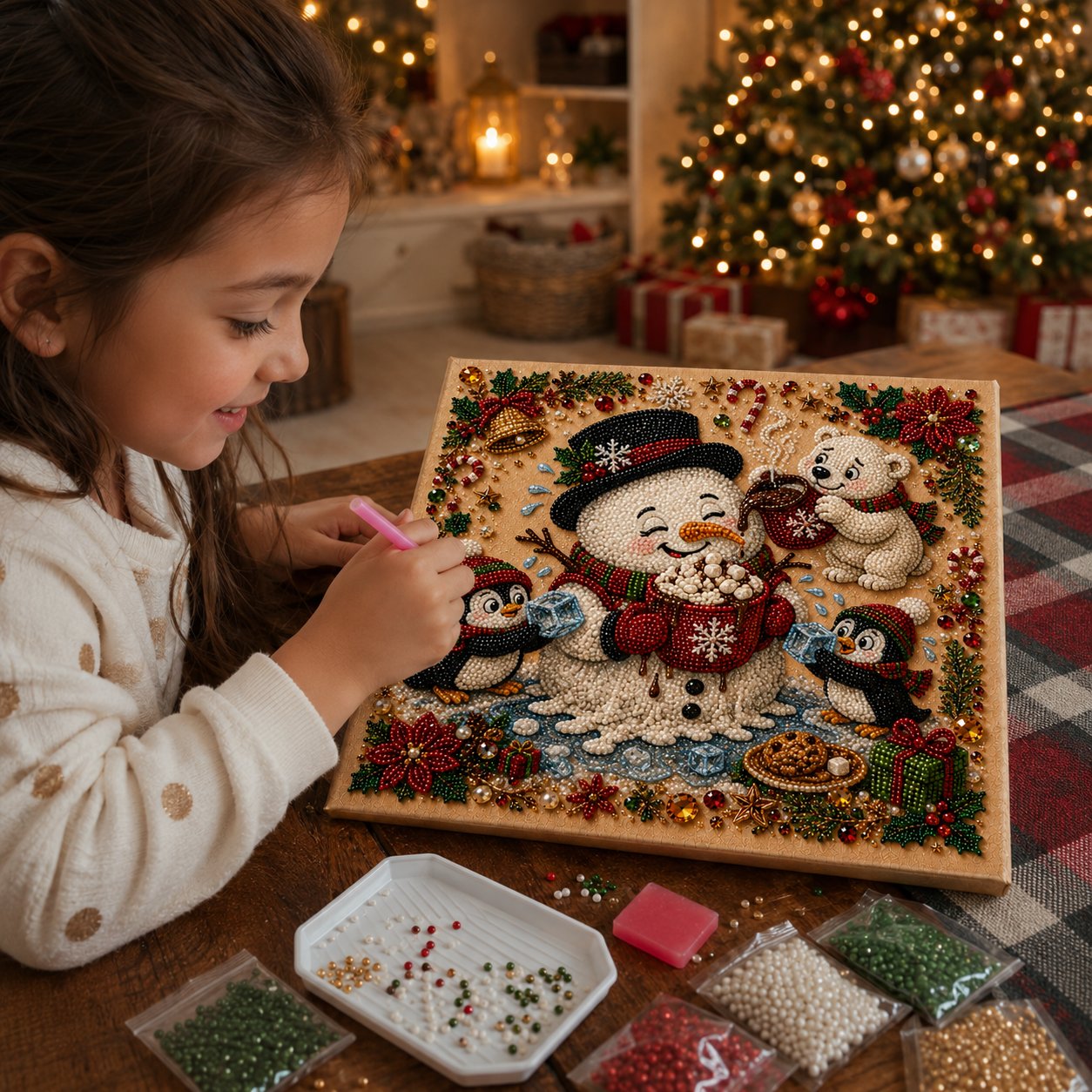 🎄 LAATSTE DAG 49% KORTING – Premium 3D Pearl Absurd Christmas Moments-kunstset | Luxe canvas met flocklaag en krasbestendige, kleurvaste parelkraaltjes – DIY grappige kerstversiering 🎅😂✨