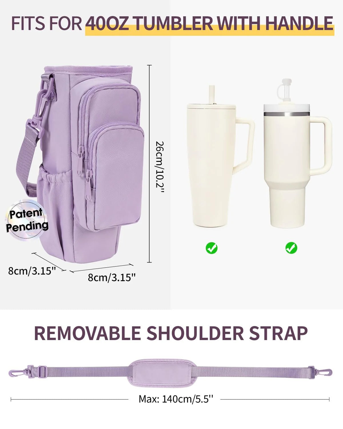 Verstelbare schoudertas met thermosbekerhouder voor 40 oz
