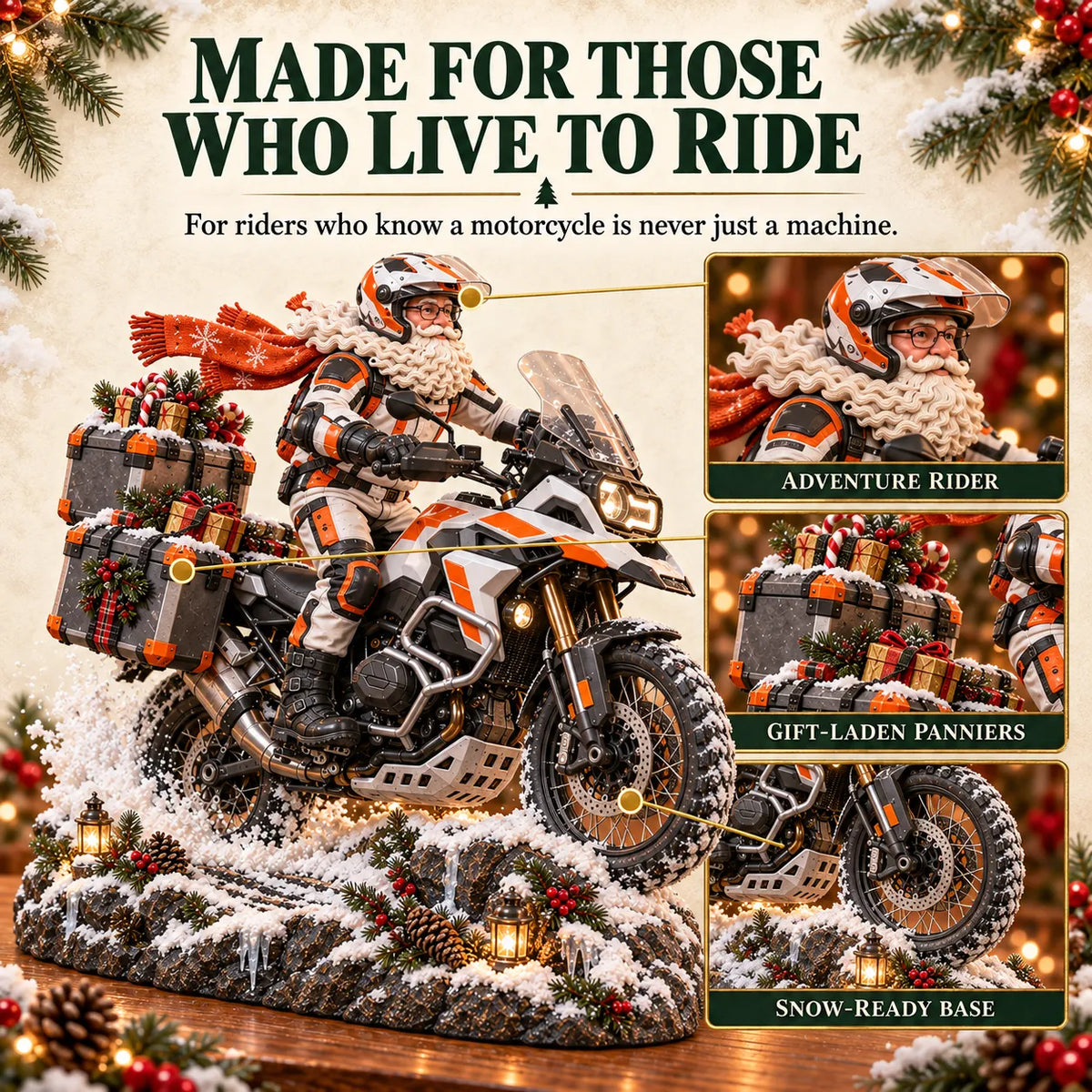 🏍️🎅 De terugreis van de kerstman – Kerstcollectie met motortour-souvenirs💨