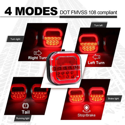 🔥LAATSTE DAG – 49% KORTING🔥LED-vierkante lampen met twee kleuren voor vrachtwagens en bestelwagen