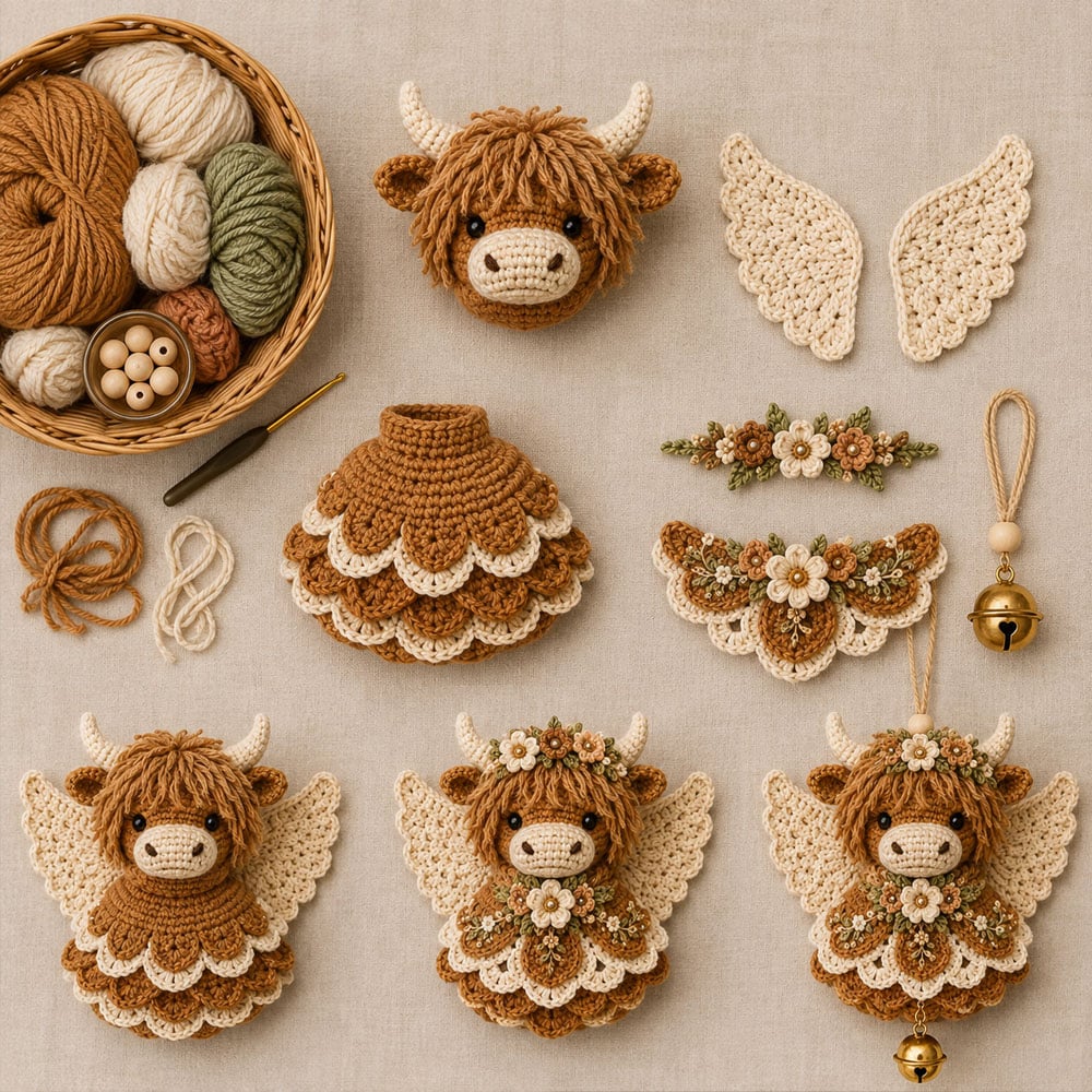 🔥Laatste dag: 50% KORTING 🪽 DIY-set voor een gehaakt ‘Animal Angel’-kerstornament