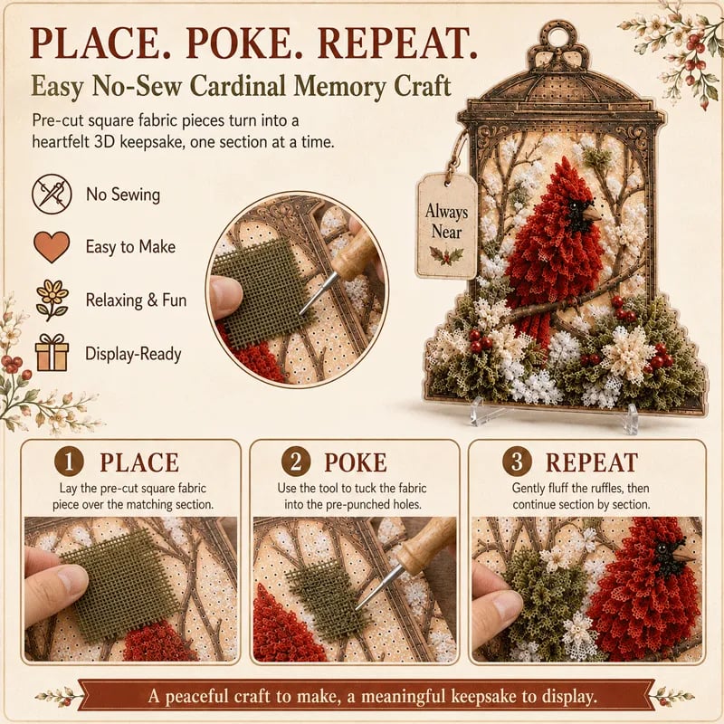 🕊️ Always Near 3D-stof Poke Art-herinneringslantaarn-bouwpakket