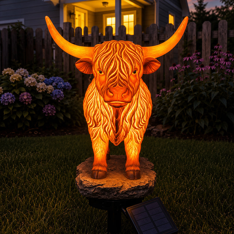 💡🐮 Zonne-energie-lamp in de vorm van een hooglandkoe