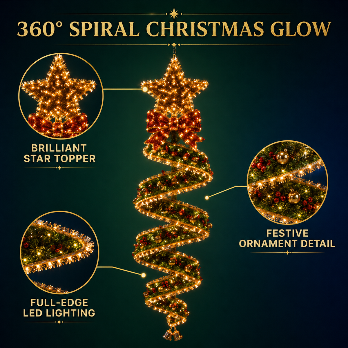 🎄Kerstmagie: collectie LED-lichtslingers in spiraalvorm