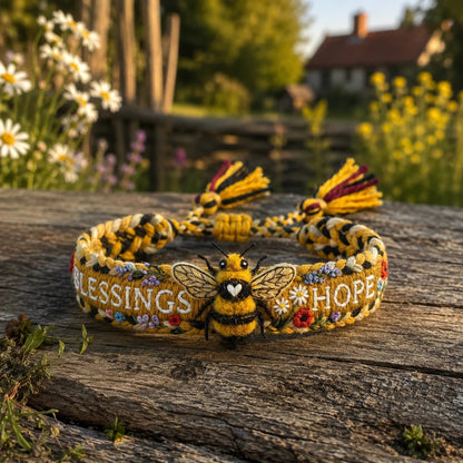 🌼Zegeningen & Hoop 🐝2026 Limited Edition Handgemaakte geweven armband met bijenmotief