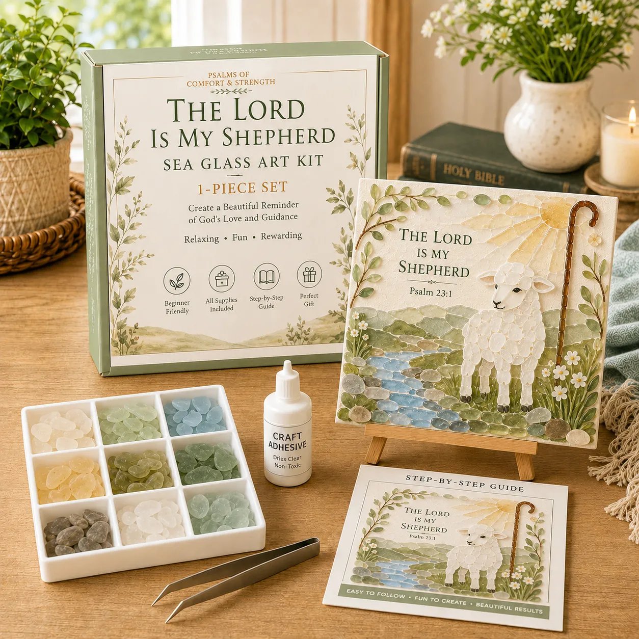 ✝️ Psalmen van troost en kracht – Sea Glass-kunstset