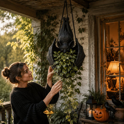 Hangende plantenpot in de vorm van een vleermuis