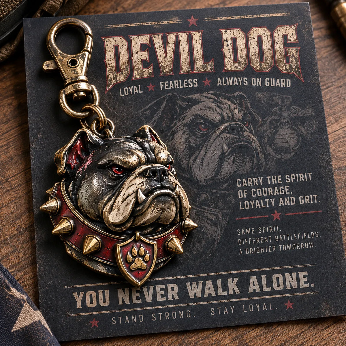 🔥LAATSTE DAG 50% KORTING -  🐶 Devil Dog Guardian 3D-metalen sleutelhanger | Stevig bulldog-souvenir