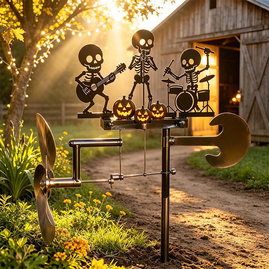 ⚡️🔥50% korting – laatste dag⚡️Halloween-skelet: metalen drummer, kinetische windspinne