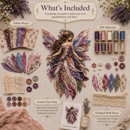 🧚‍♀️🌸 Premium DIY-pakket ‘Fairy Patchwork’ | Hoogwaardige gelaagde stof met bloemenvleugels – DIY handgemaakte fantasiewanddecoratie ✨