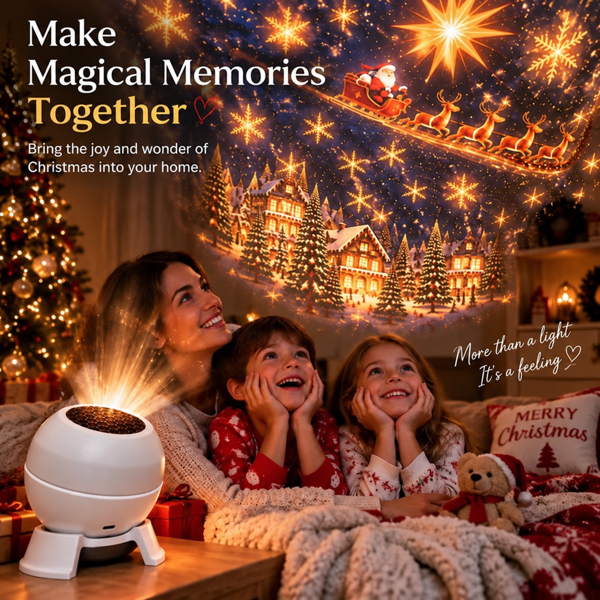 💡 Maak van elke kamer een kerstwonderland – Kerstprojectie-nachtlampje