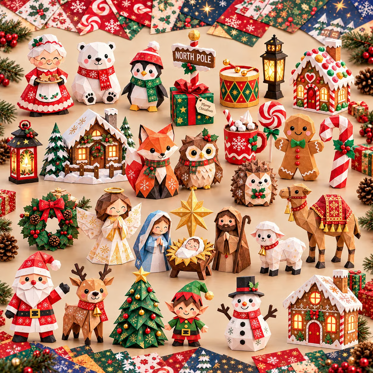 🎄DIY-kerstknutselpakket van papier – 250 vellen, 5 feestelijke thema’s🟌🌟