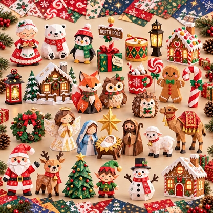 🎄DIY-kerstknutselpakket van papier – 250 vellen, 5 feestelijke thema’s🟌🌟