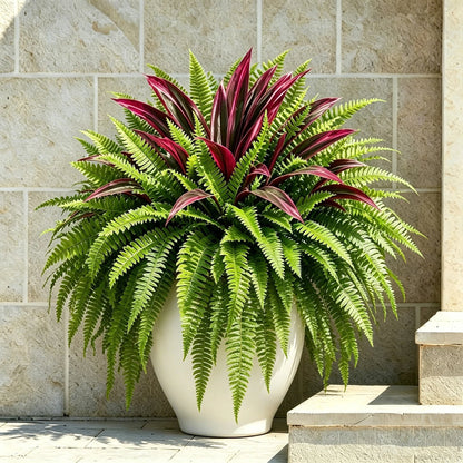 🌿 Levensechte kunstvaren & rode dracaena: UV-bestendige plant voor buiten! ✨