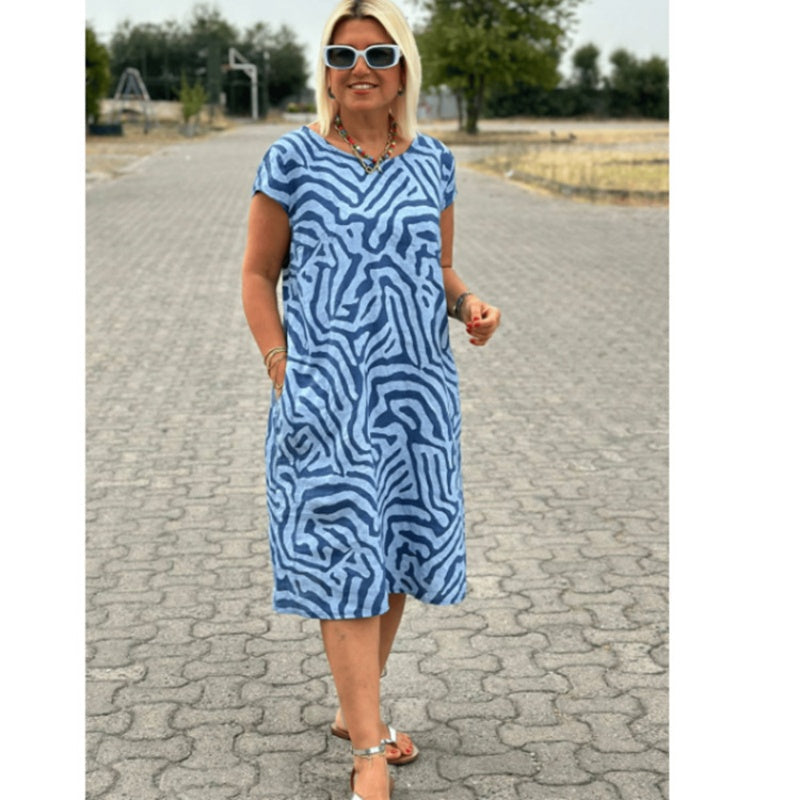 🌸 Zomerse Bohemian Bloemenjurk met Ronde Hals