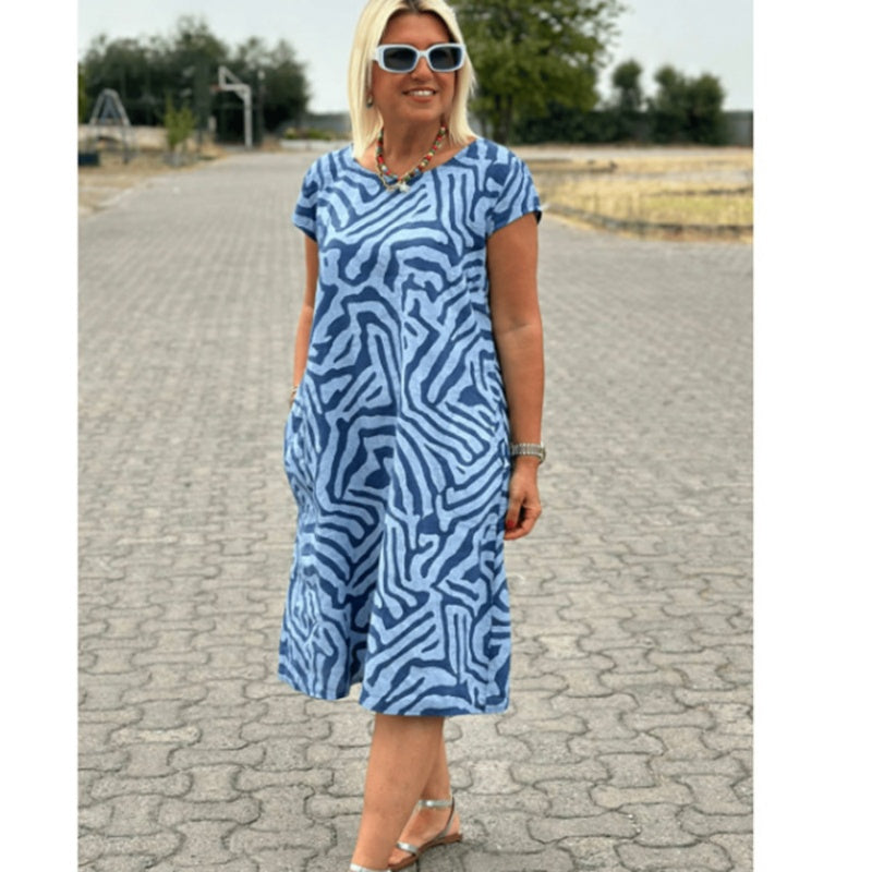 🌸 Zomerse Bohemian Bloemenjurk met Ronde Hals