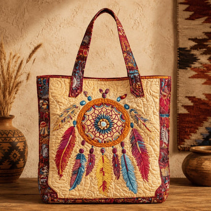 ✨Handgemaakte gewatteerde draagtas — 🎨 Boho-ontwerp met heilige witte buffel, grote, gewatteerde en gevoerde draagtas