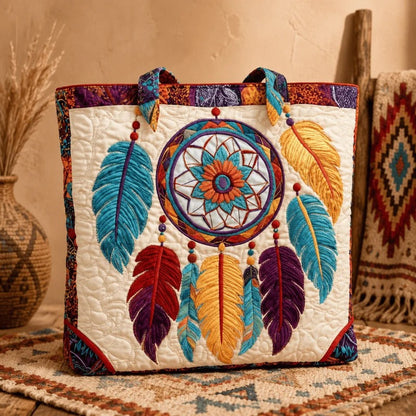 ✨Handgemaakte gewatteerde draagtas — 🎨 Boho-ontwerp met heilige witte buffel, grote, gewatteerde en gevoerde draagtas