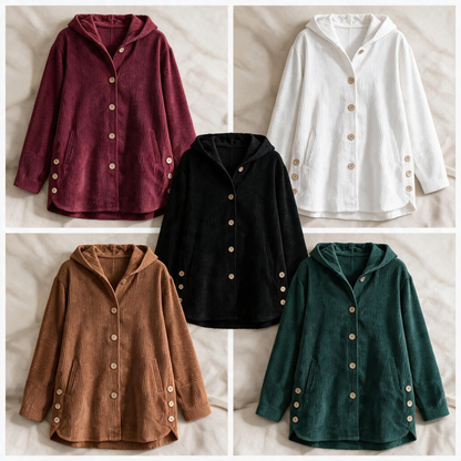 🧥 Geniet van de Herfst: Heerlijk Warme & Stijlvolle Corduroy Jas met Capuchon 🍂