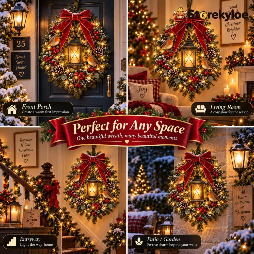 ✨Laatste dag: 49% korting✨🐦 Robin Glow™ – Verlichte kerstkrans met roodborstje