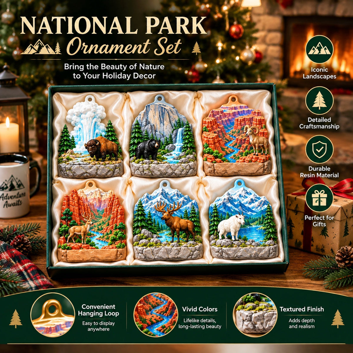Cadeauset met acrylornamenten van nationale parken