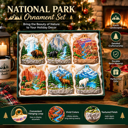 Cadeauset met acrylornamenten van nationale parken