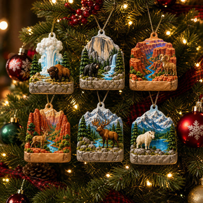 Cadeauset met acrylornamenten van nationale parken