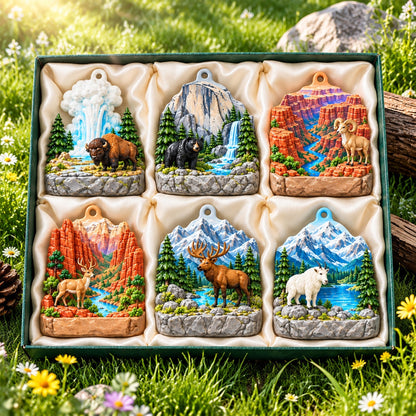 Cadeauset met acrylornamenten van nationale parken