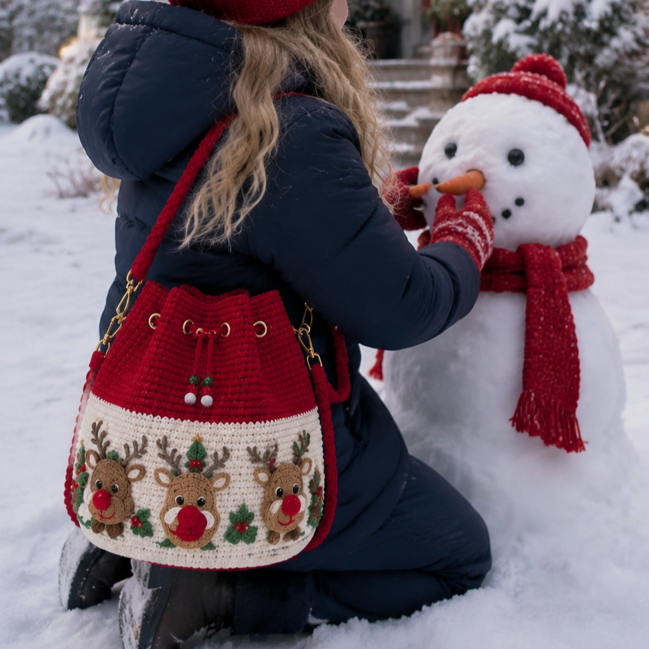 🎄Gehaakte kerst-crossbodytas 🎅 | 4 modellen handgehaakte schoudertas met trekkoord