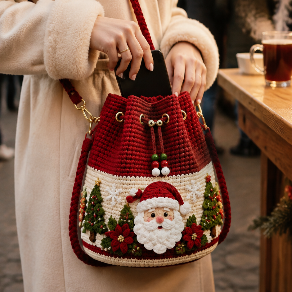 🎄Gehaakte kerst-crossbodytas 🎅 | 4 modellen handgehaakte schoudertas met trekkoord