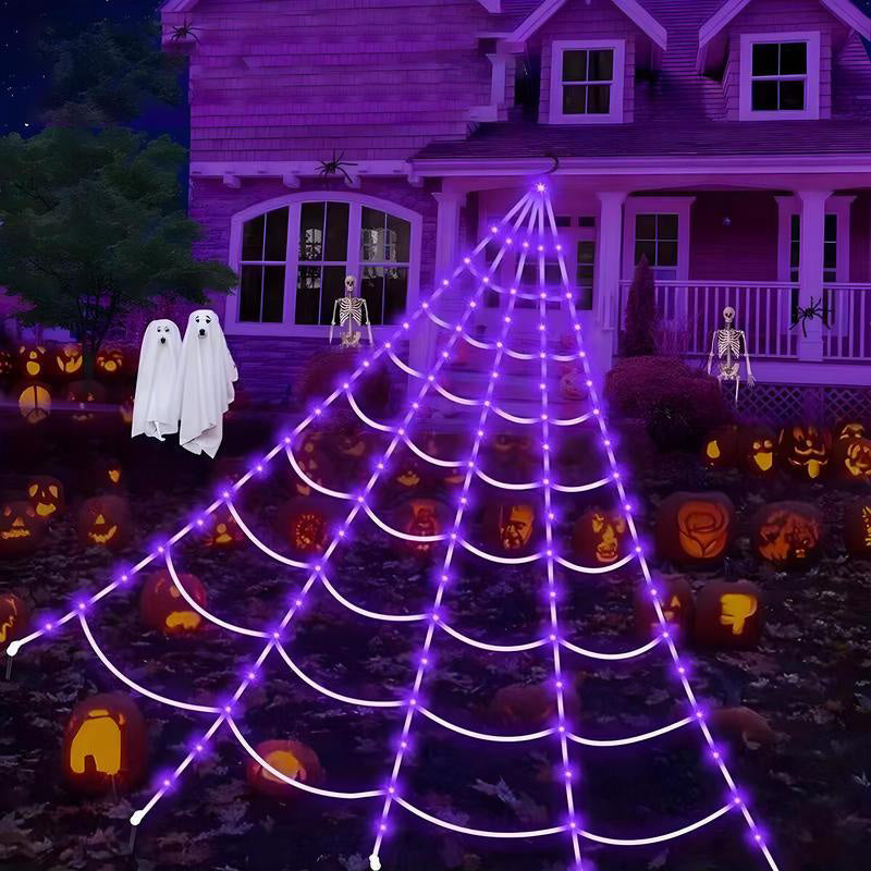 Halloween-lampjes in de vorm van een gloeiend spinnenwe
