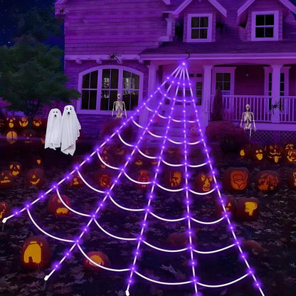 Halloween-lampjes in de vorm van een gloeiend spinnenwe