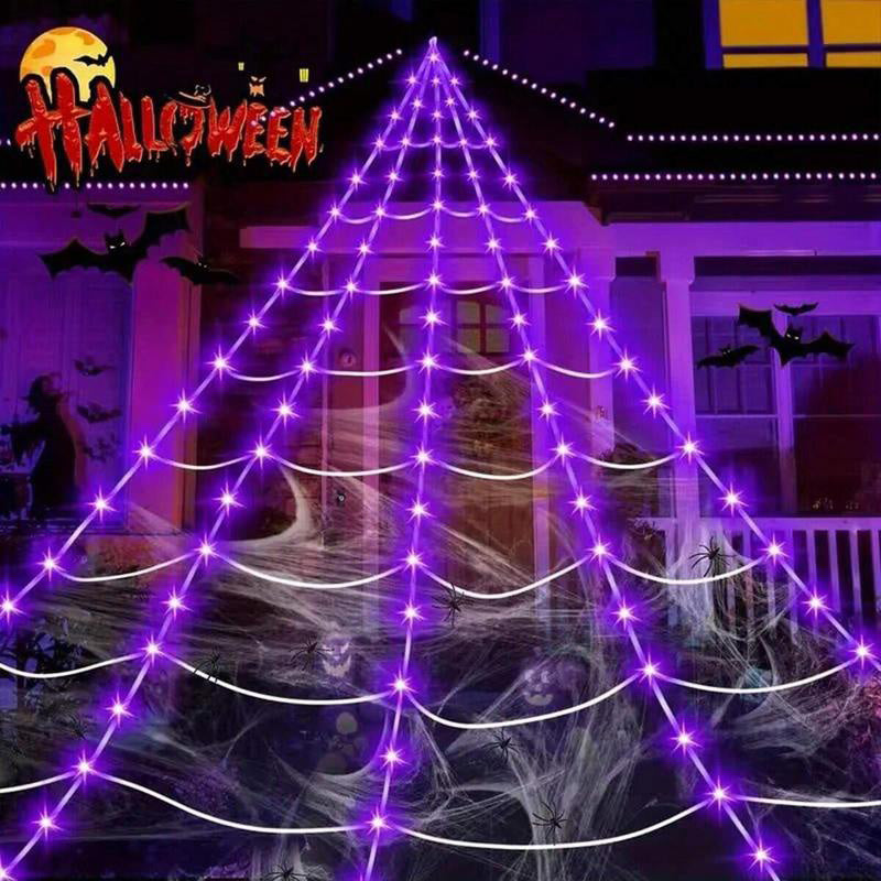 Halloween-lampjes in de vorm van een gloeiend spinnenwe