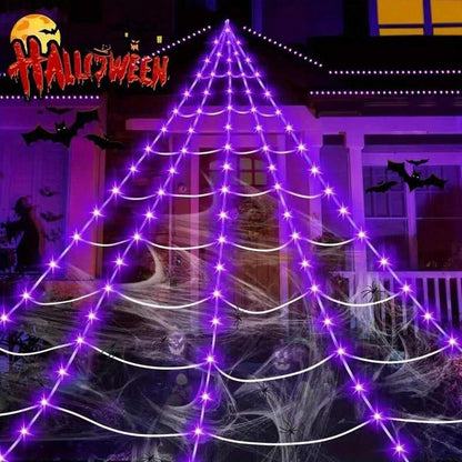 Halloween-lampjes in de vorm van een gloeiend spinnenwe