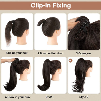 💜Water Ripple Lange Krullende Paardenstaart Clip Pruik💜