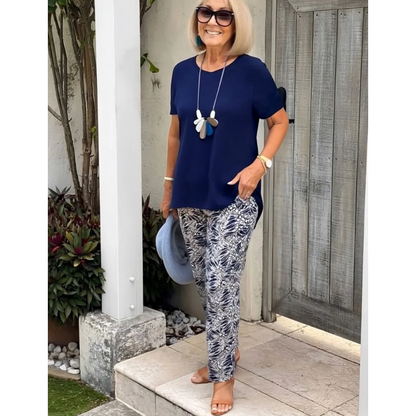 ☀️Bedrukt casual tweedelig pak met korte mouwen