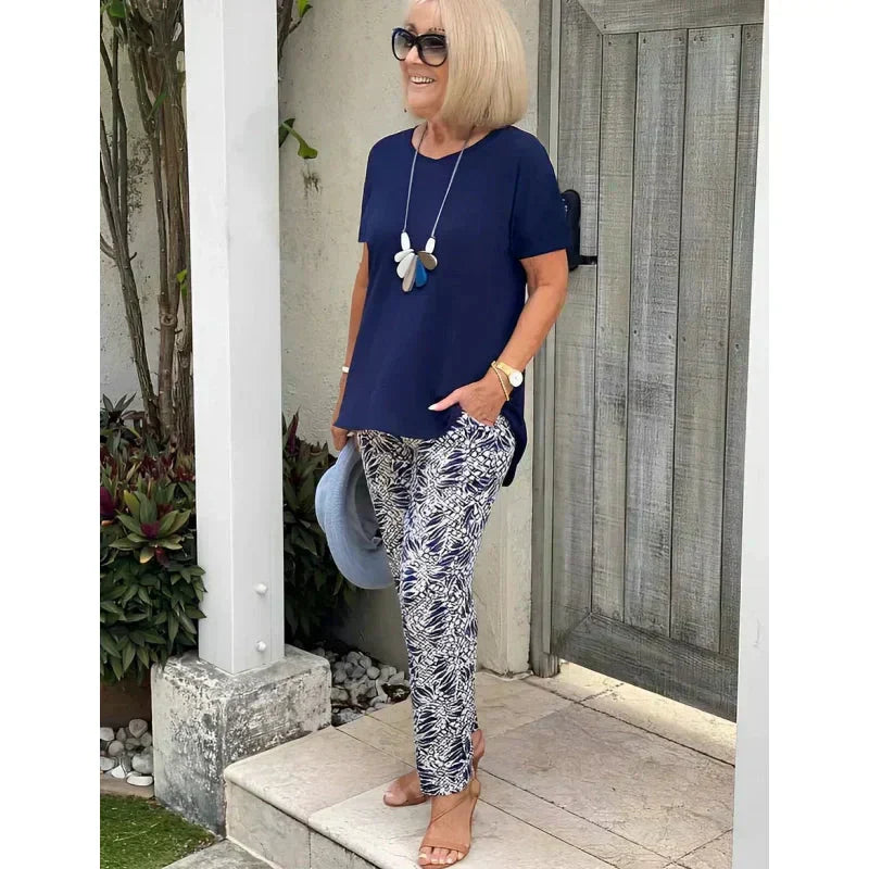 ☀️Bedrukt casual tweedelig pak met korte mouwen