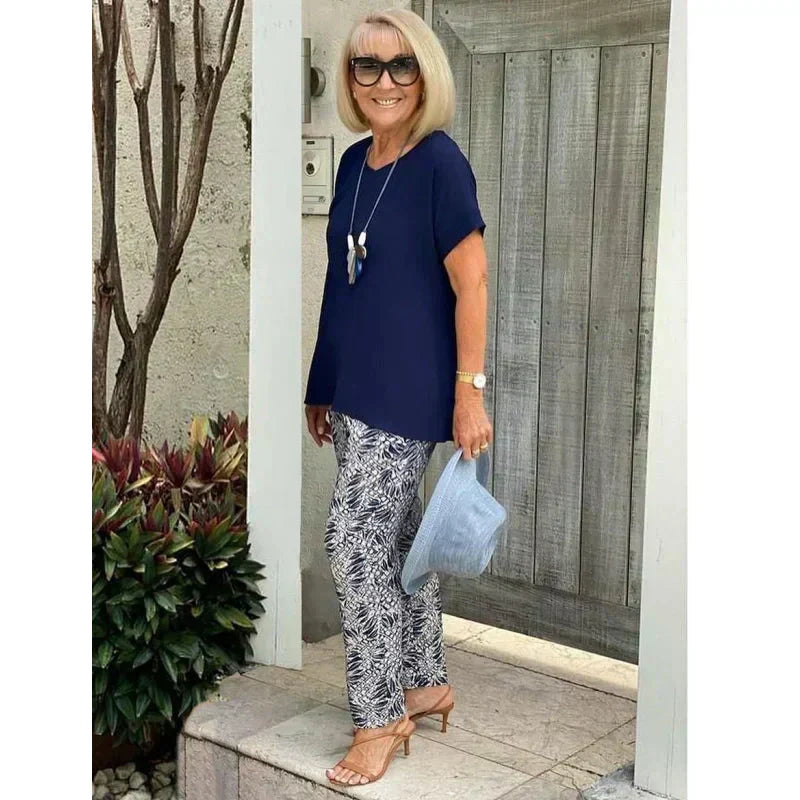 ☀️Bedrukt casual tweedelig pak met korte mouwen