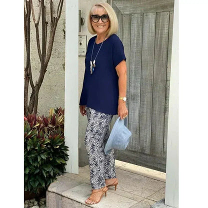 ☀️Bedrukt casual tweedelig pak met korte mouwen