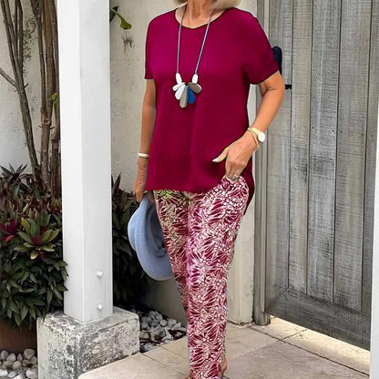 ☀️Bedrukt casual tweedelig pak met korte mouwen