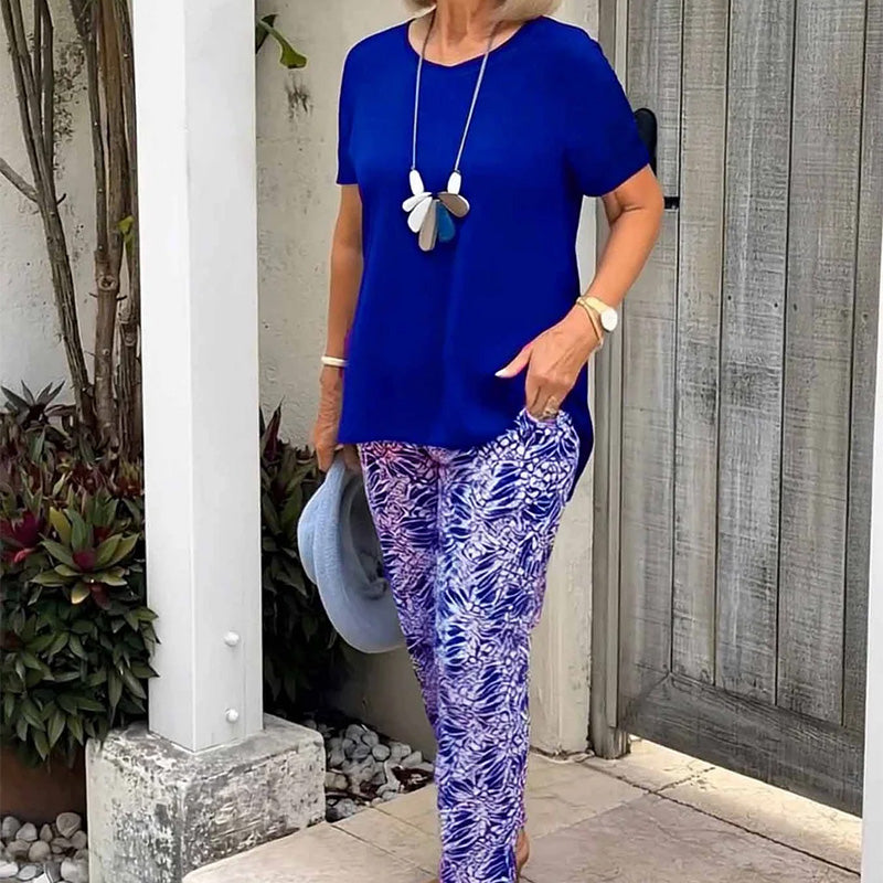 ☀️Bedrukt casual tweedelig pak met korte mouwen