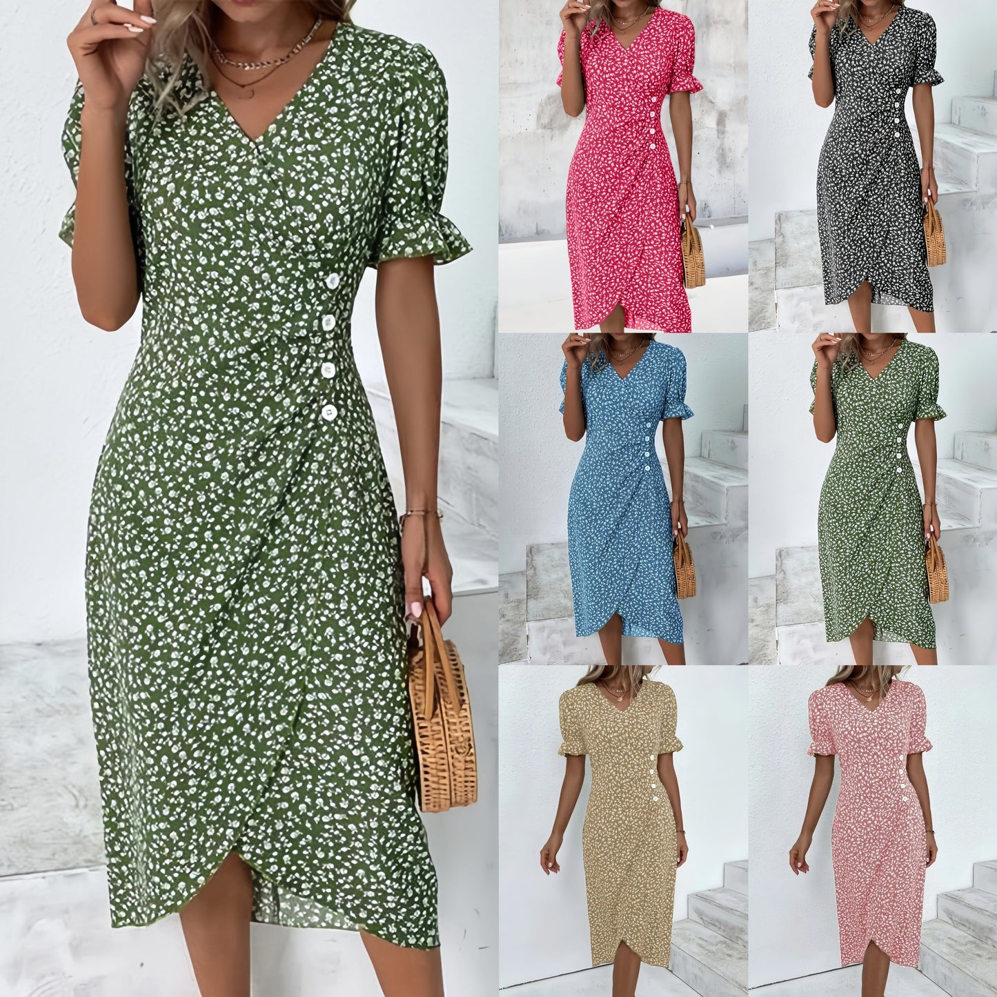 Casual Wikkeljurk Met Bloemen Voor Dames