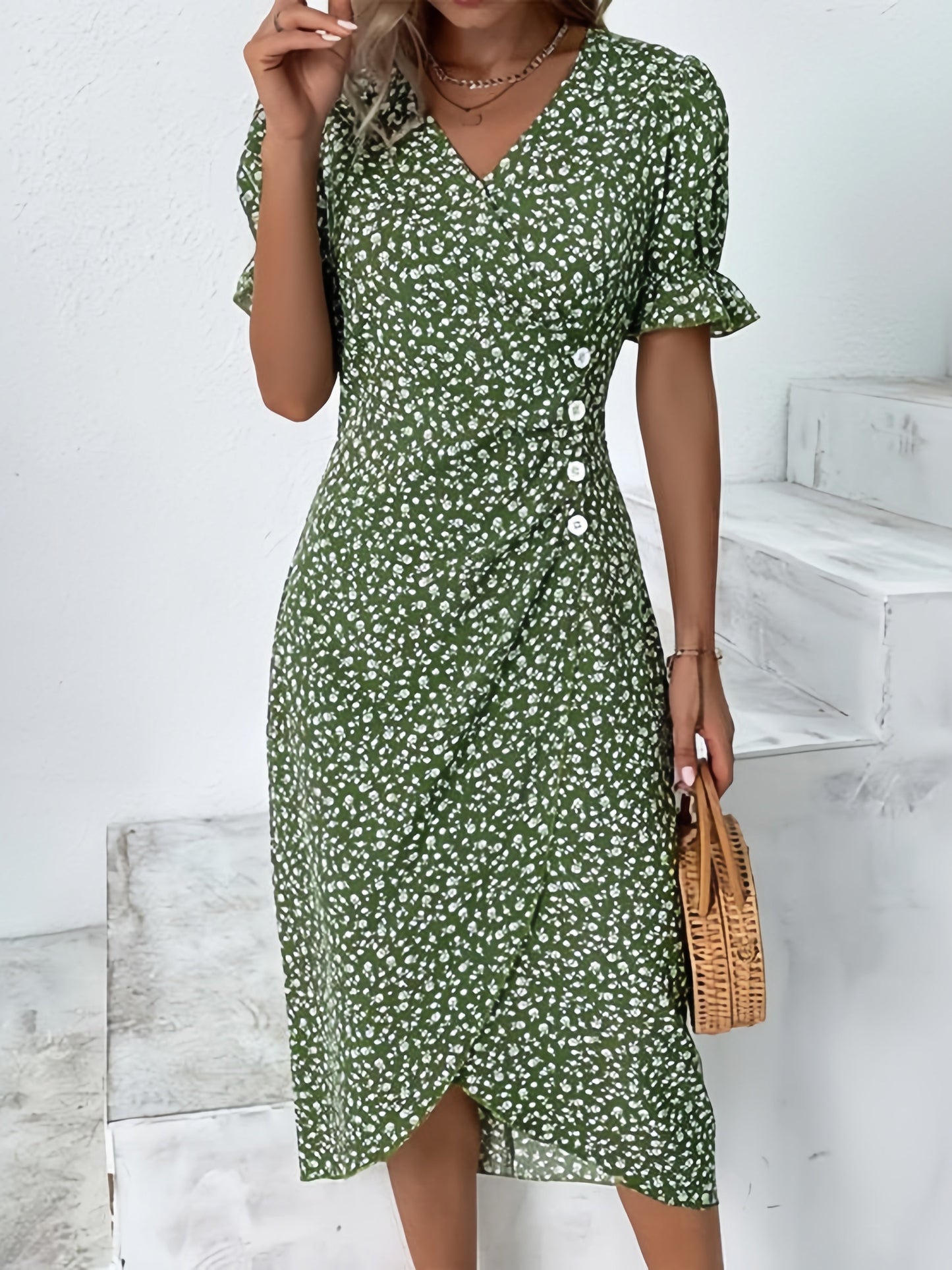 Casual Wikkeljurk Met Bloemen Voor Dames