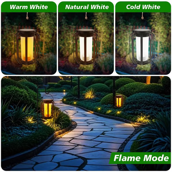 🔥Opgewaardeerde flikkerende vlam solar lantaarn buiten waterdicht licht
