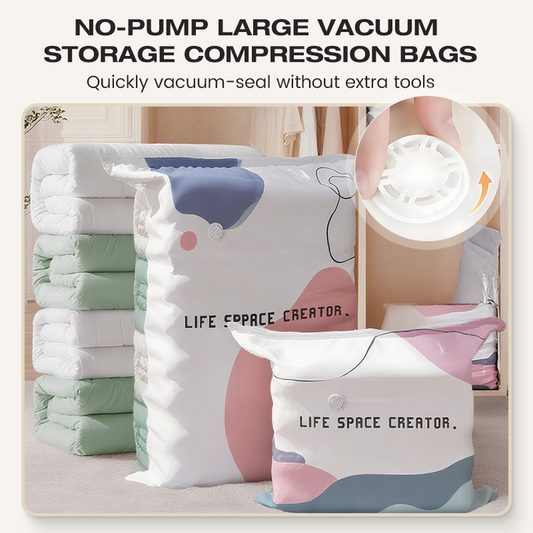 🧳💨 Vacuümzakken voor opslag, geen pomp nodig – gewoon indrukken om te sluiten, geen pomp vereist. Bespaart 80% ruimte. 🛏️🗄️